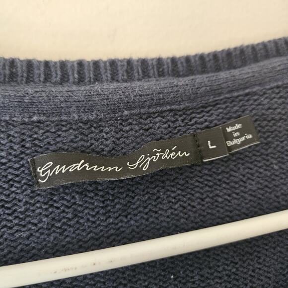 Gudrun Sjoden Jumper Sweater Womens Size Large Blue Cotton Knit - Picture 2 of 4
